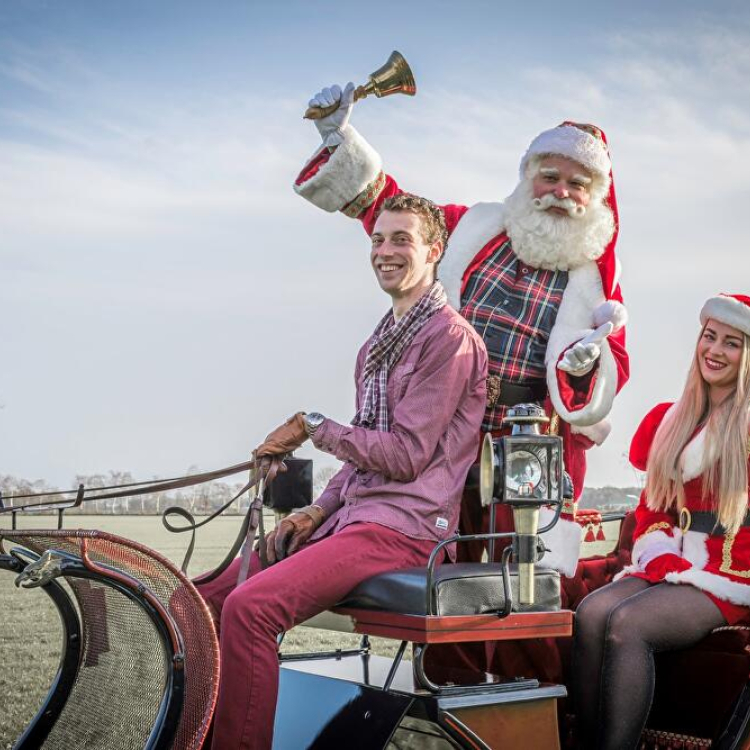 Kerstman met arrenslee en paarden boeken